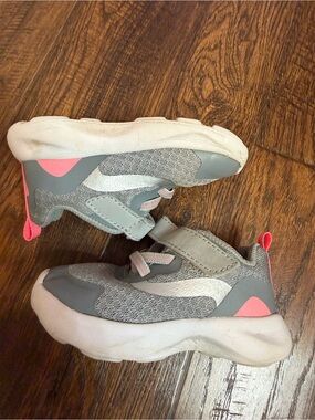 Kids Gray and Pink Lightweight Athletic Sneakers
